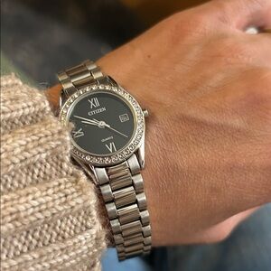 Citizen Silver Women's Watch with Black Dial